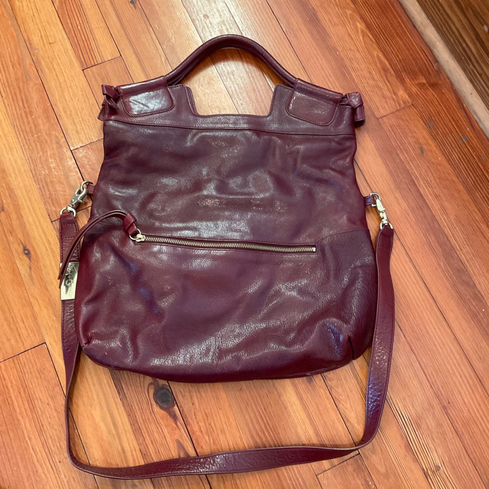 Y2K Vintage Foley + Corinna Mid City Bag in Burgundy Leather